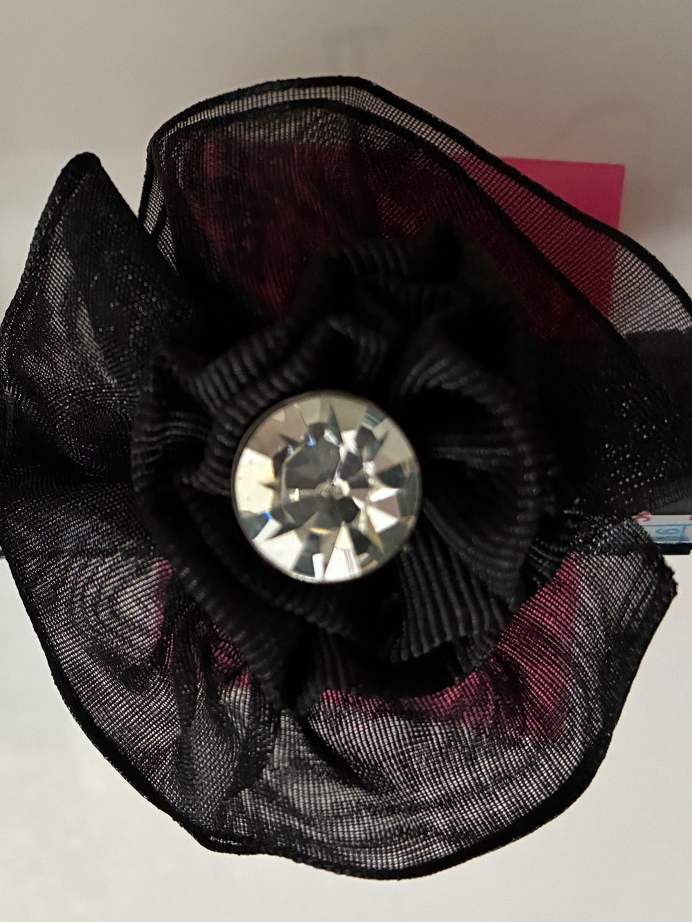 Betsey Johnson Tulle Cocktail Ring with Crystal Accent NEW